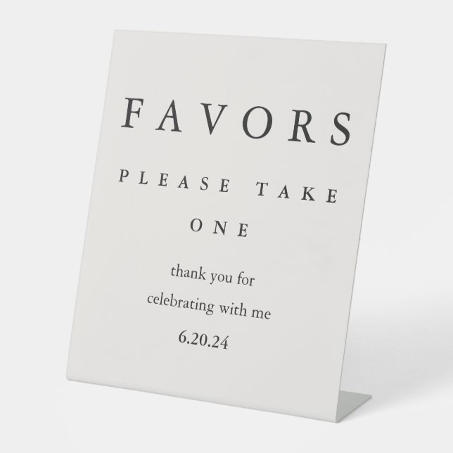 Modern Minimal Bridal Shower Favours Typography Pedestal Sign (Front)