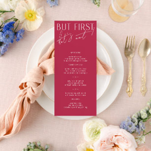 Modern Minimal Bright Magenta Wedding Menu