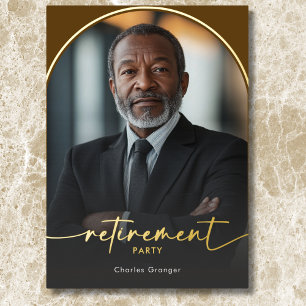 Modern Minimal Brown Retirement Party