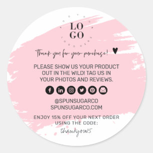 Modern Minimal Brush Stroke Business Thank You Classic Round Sticker