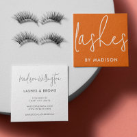 Modern Minimal Burnt Orange Script Beauty Lashes