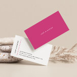 Modern Minimal Business Cards | Magenta<br><div class="desc">Eyecatching modern design has a minimalist feel with a chic pop of colour. Business cards feature your name along the left side, with three lines of contact information to the right, bisected by a thin magenta line. Cards reverse to solid magenta with your name or choice of custom text centred...</div>