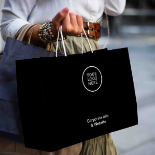 Modern Minimal Business Logo Black Corporate info Large Gift Bag