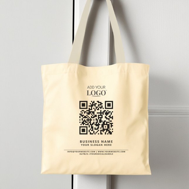 Modern Minimal Business Logo Professional QR Code Tote Bag (Creator Uploaded)