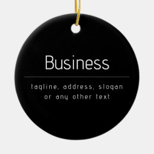 Modern Minimal Business Name & other Info   Black Ceramic Ornament