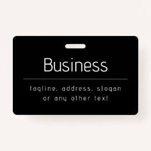 Modern Minimal Business Name & other Info Black ID Badge