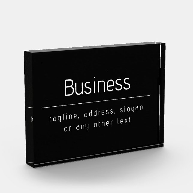Modern Minimal Business Name & other Info | Black Photo Block (Left)