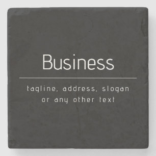 Modern Minimal Business Name & other Info   Black Stone Coaster