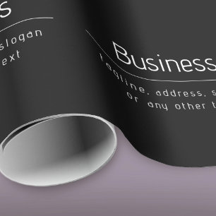Modern Minimal Business Name & other Info   Black Wrapping Paper