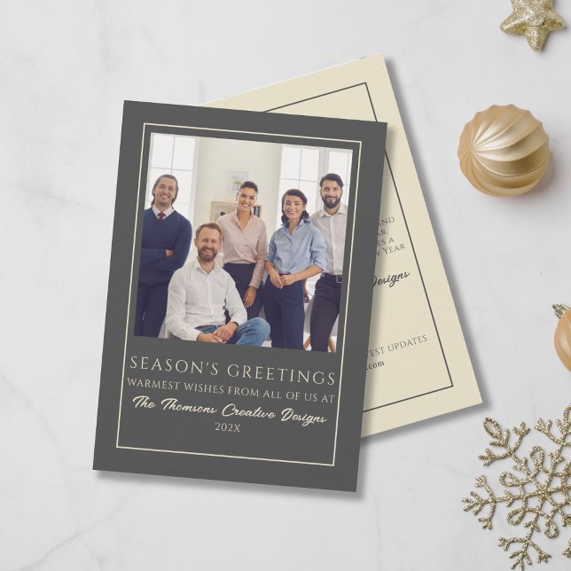 Modern Minimal Business Team Photo Christmas Holiday Card (Creator Uploaded)