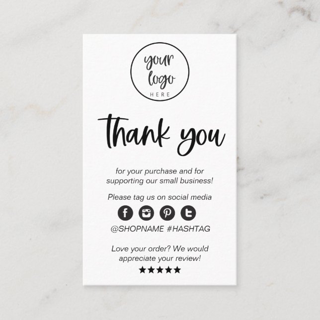 Modern Minimal Business Thank You For Order Insert (Front)