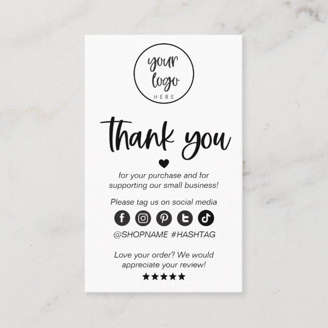 Modern Minimal Business Thank You For Order Insert (Front)