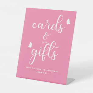 Modern Minimal Butterfly Calligraphy Baby Shower Pedestal Sign