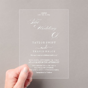 Modern Minimal Calligraphy Acrylic Invite Acrylic Invitations