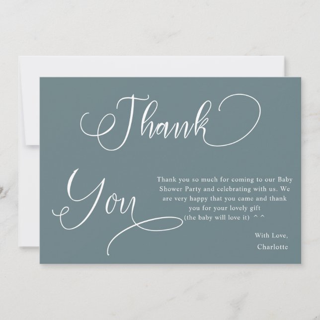 Modern Minimal Calligraphy Baby Girl Shower Thank You Card (Front)
