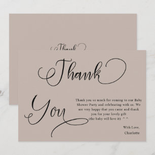 Modern Minimal Calligraphy Baby Girl Shower Thank You Card