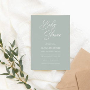 Modern Minimal Calligraphy Baby Shower Invitation