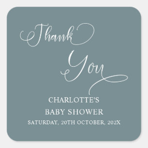 Modern Minimal Calligraphy Baby Shower Square Sticker