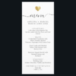 Modern Minimal Calligraphy Gold Heart Wedding Menu<br><div class="desc">This chic wedding menu shines with simplicity. Modern typography,  gorgeous calligraphy accented by a pretty heart in (printed) gold,  this suite is both minimal and elegant.</div>