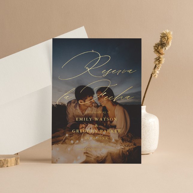 Modern Minimal Calligraphy Photo Reserva la Fecha (Creator Uploaded)