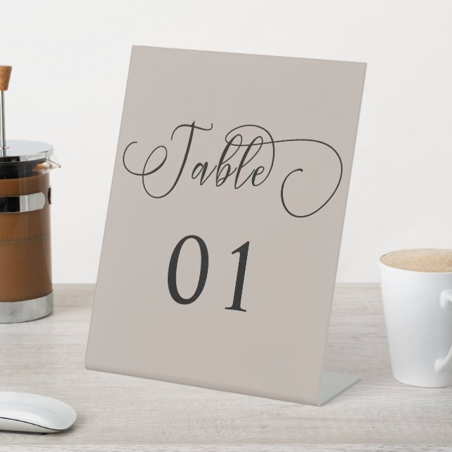 Modern Minimal Calligraphy Table Numbers Pedestal Sign (In SItu)