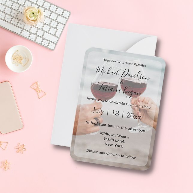 modern minimal calligraphy wedding day photo  card (Creator Uploaded)