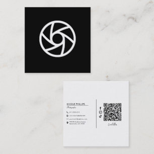 Modern Minimal Camera Aperture Photographer Square Business Card