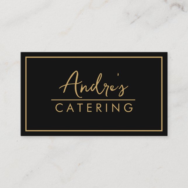 Modern Minimal Catering Culinary Gold Black  Business Card (Front)