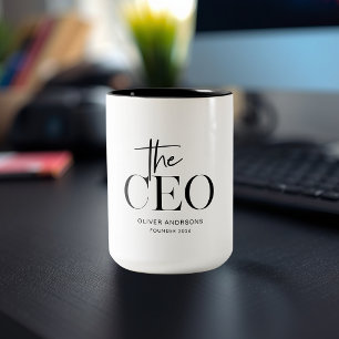 Modern Minimal CEO Personalised Boss Gift Two-Tone Coffee Mug