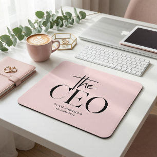 Modern Minimal CEO Personalised Pink Custom Mouse Pad