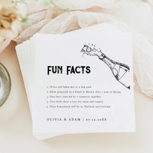 Modern Minimal Champagne Fun Facts Wedding Napkin