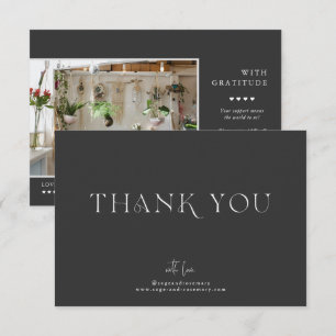 Modern Minimal Charcoal Grey Business Thank You Card