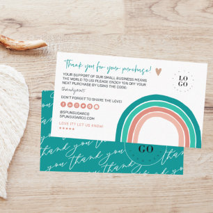 Modern Minimal Cheerful Rainbow Thank You Business Card