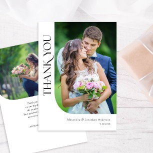 Modern Minimal Chic 2 Photo Wedding Thank You Card