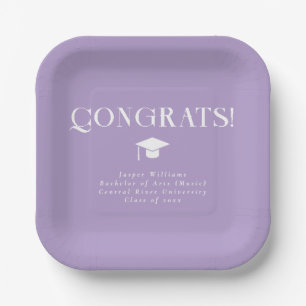 Modern Minimal Chic Graduation Party Lavender Paper Plate