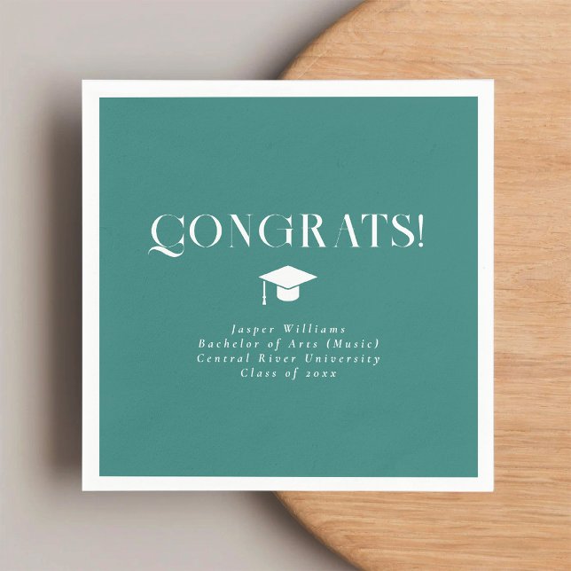 Modern Minimal Chic Graduation Party Teal Napkin (Creator Uploaded)