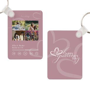 Modern Minimal Chic Music Player Photo Galentine's Key Ring