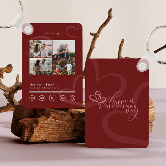 Modern Minimal Chic Music Player Photo Valentine's Key Ring