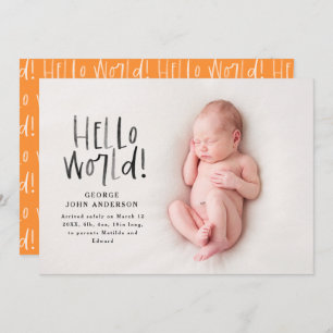 Modern minimal chic orange typography photo announcement