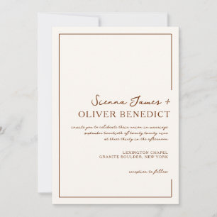 Modern Minimal Chic Rust Border Wedding  Invitation