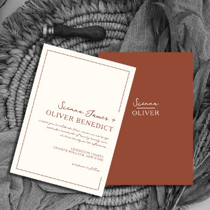 Modern Minimal Chic Terracotta Border Wedding Invitation