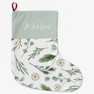 Modern minimal Christmas elegant script Large Christmas Stocking