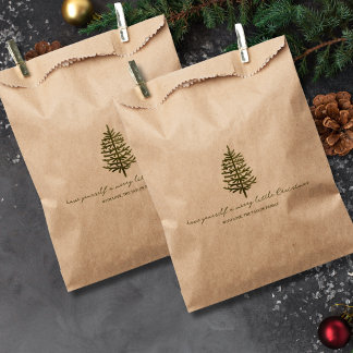 modern minimal Christmas evergreen tree holiday Favour Bag
