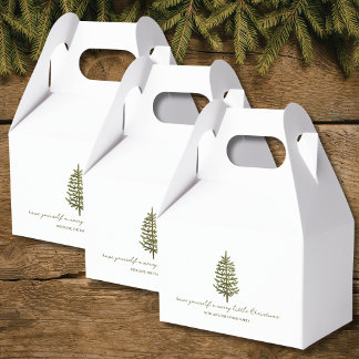 modern minimal Christmas evergreen tree holiday Favour Box