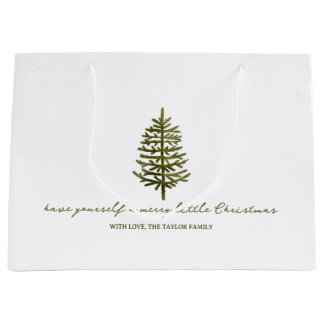 modern minimal Christmas evergreen tree holiday Large Gift Bag