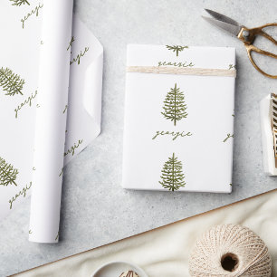 modern minimal Christmas evergreen tree holiday Wrapping Paper