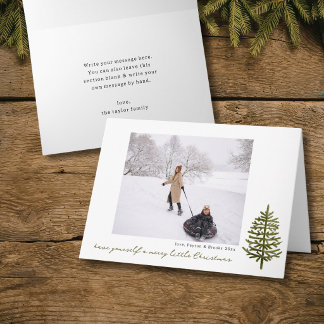 modern minimal Christmas evergreen tree photo Holiday Card