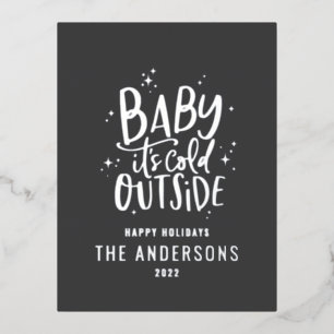 Modern minimal Christmas grey elegant Foil Holiday