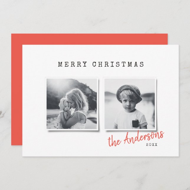 Modern minimal Christmas multi photo Holiday Card (Front/Back)