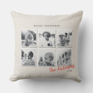 Modern minimal Christmas multi photo home decor Cushion